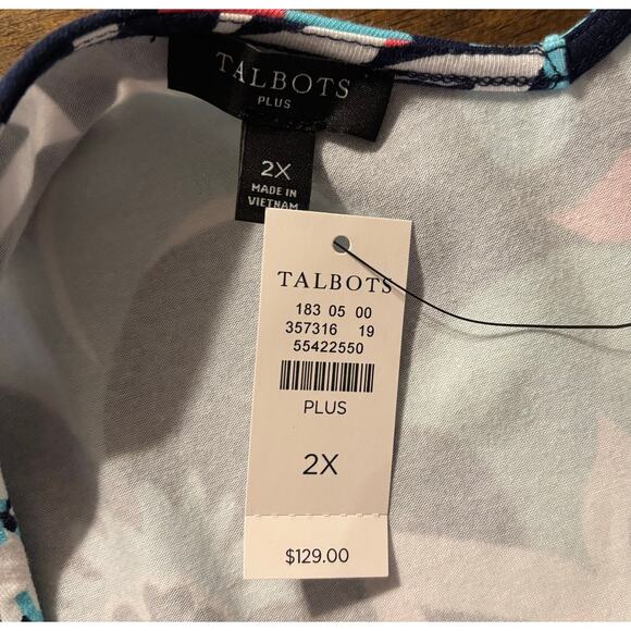 Talbots Plus Size 2X Dress Maxi Long Floral V Neck Pullover Jersey Sleeveless - Picture 4 of 10